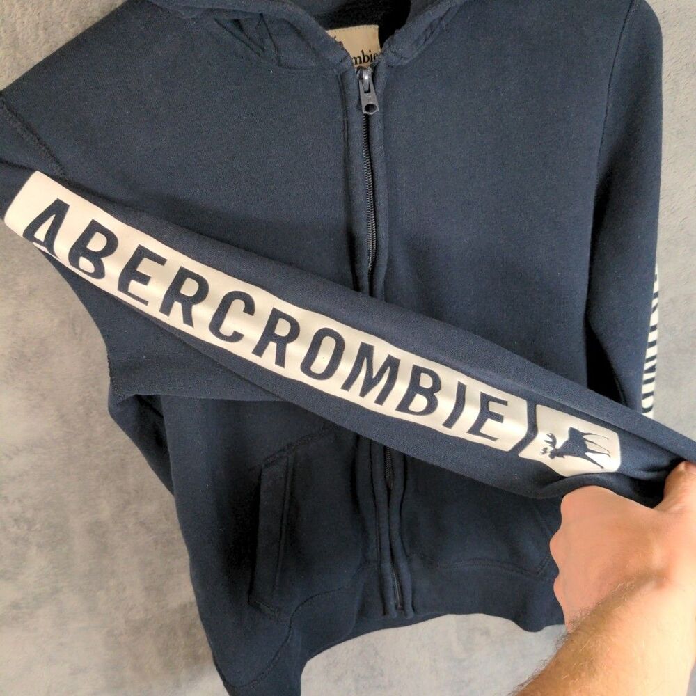 Abercrombie Kids Full Zip Hoodie Size 9/10 Black Large Back Logo Soft Sweatshirt - Picture 9 of 10